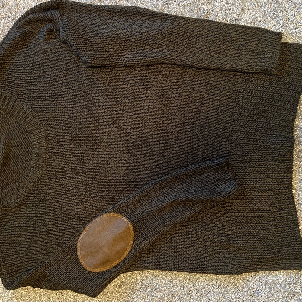 Harper Hunter Green Knit Sweater with leather elbows